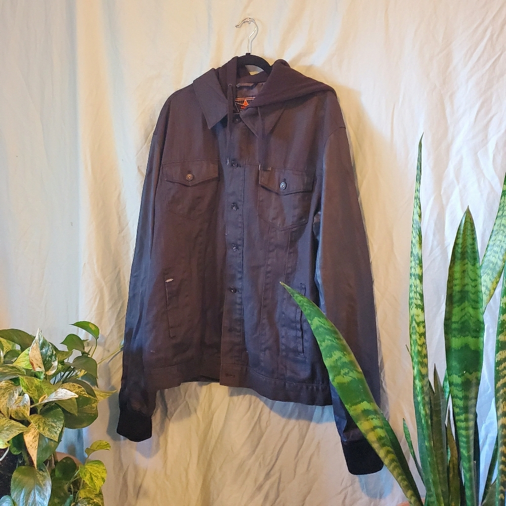 Dravus Hooded Zip Up Sweatshirt Denim Jacket